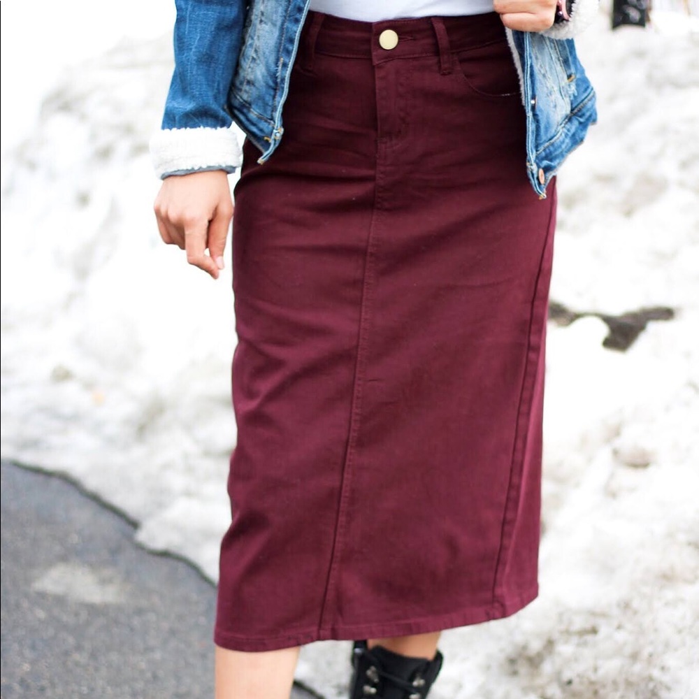 Inherit Plum Midi Skirt 29”